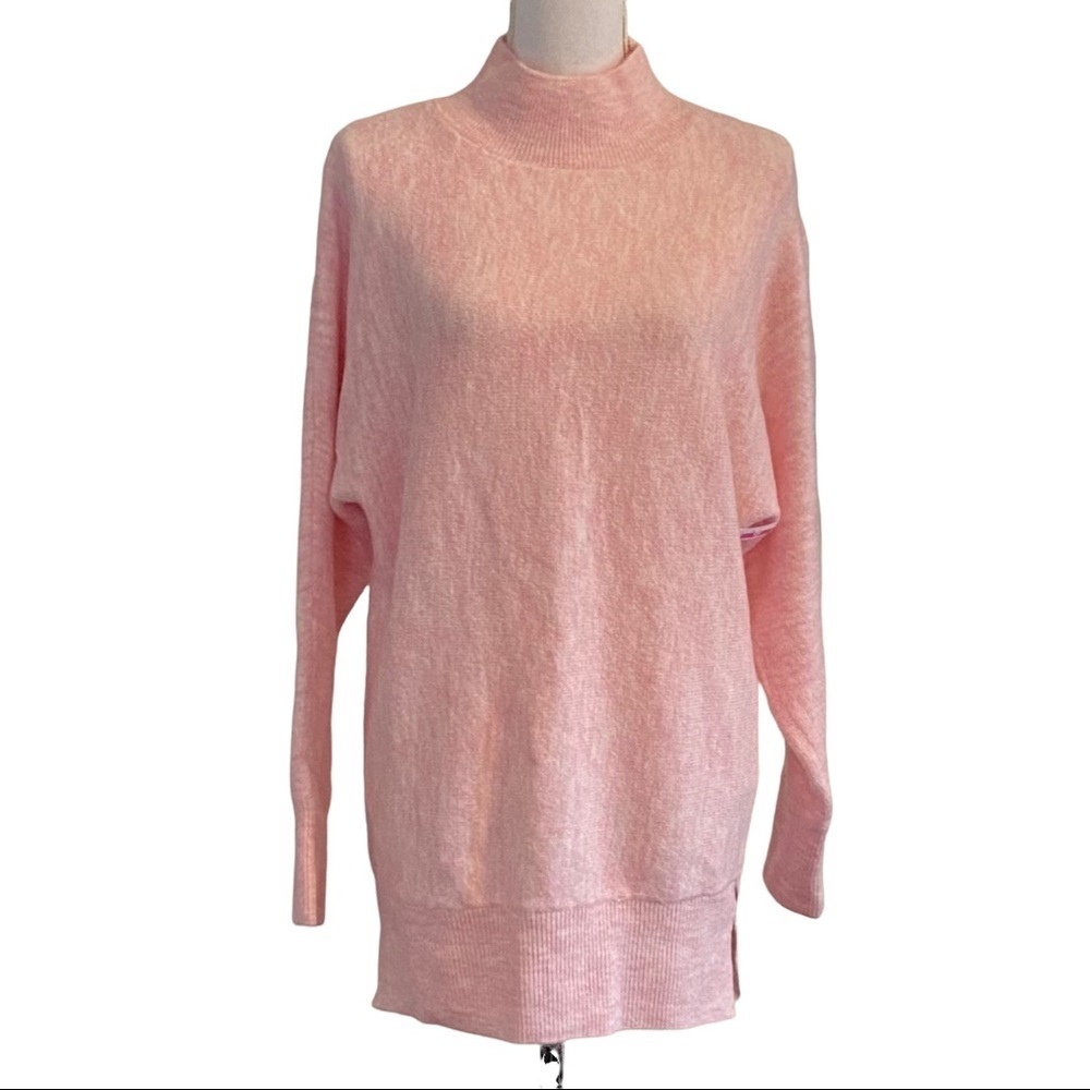 Magaschoni Mockneck Pullover Fall Winter Sweater Small Heathered Pink‎ Cozy NEW